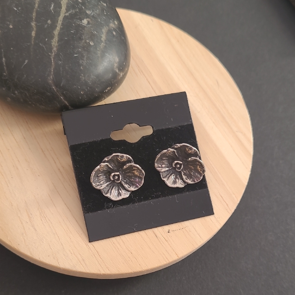 Sterling Silver Floral Post Earrings
